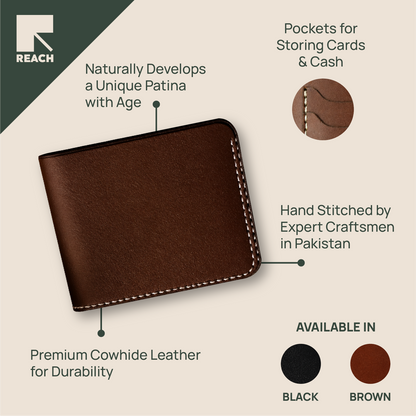 Handstitched Cowhide Bifold Leather Wallet